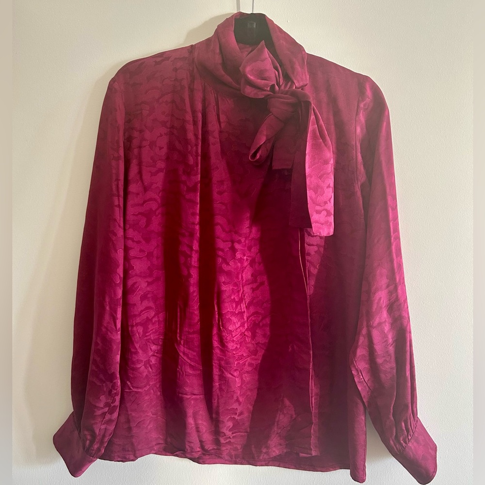 True Vintage YSL Rive Gauche 1970s/1980s Jacquard Silk Blouse - FR 38 (US M 6-8)